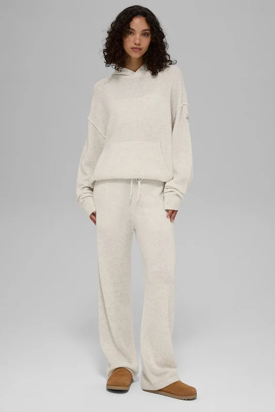 Felpa con cappuccio New Class in lana e cashmere - Bone Heather