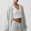 Felpa con cappuccio New Class in lana e cashmere con zip integrale - Bianco melange