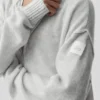 Felpa con cappuccio New Class in lana e cashmere con zip integrale - Bianco melange