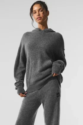 Felpa con cappuccio New Class in lana e cashmere - Grigio platino