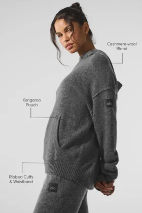 Felpa con cappuccio New Class in lana e cashmere – Grigio platino