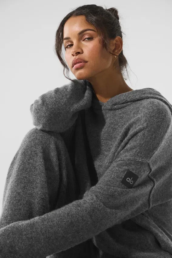 Felpa con cappuccio New Class in lana e cashmere - Grigio platino