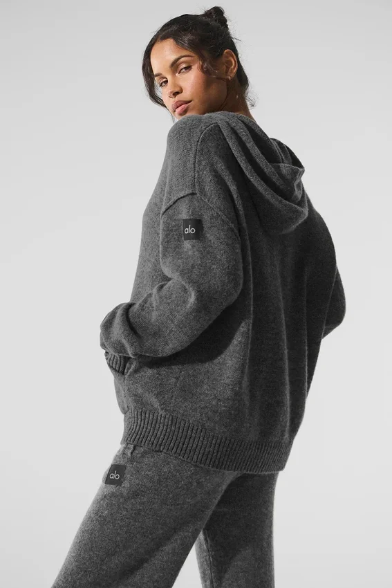 Felpa con cappuccio New Class in lana e cashmere - Grigio platino