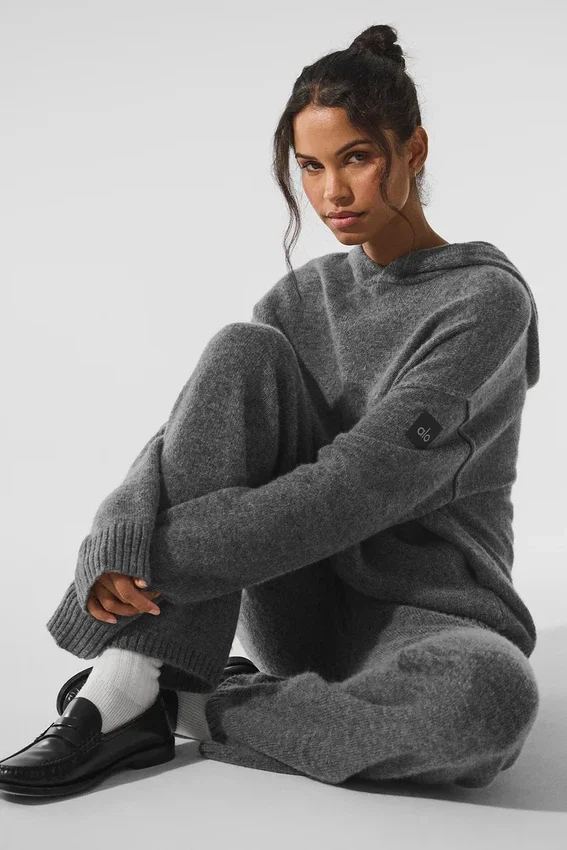 Felpa con cappuccio New Class in lana e cashmere - Grigio platino