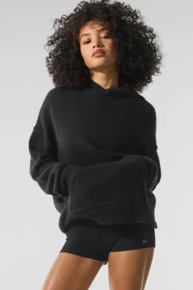 Felpa con cappuccio New Class in lana e cashmere - Nero