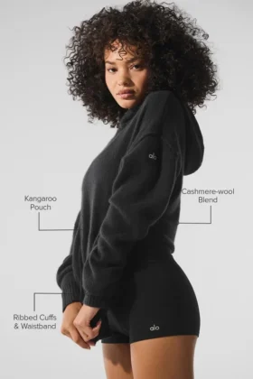 Felpa con cappuccio New Class in lana e cashmere – Nero