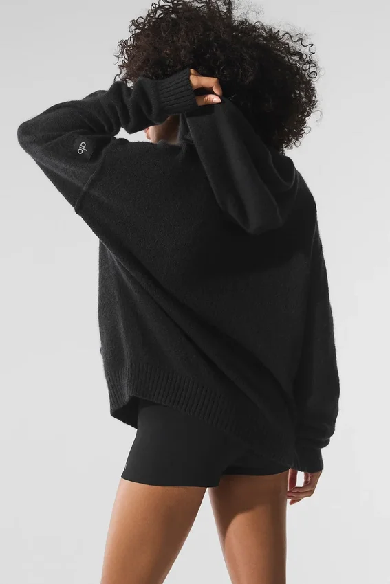 Felpa con cappuccio New Class in lana e cashmere - Nero
