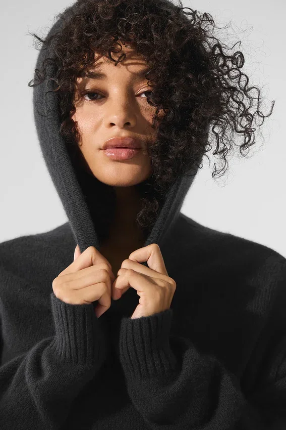 Felpa con cappuccio New Class in lana e cashmere - Nero