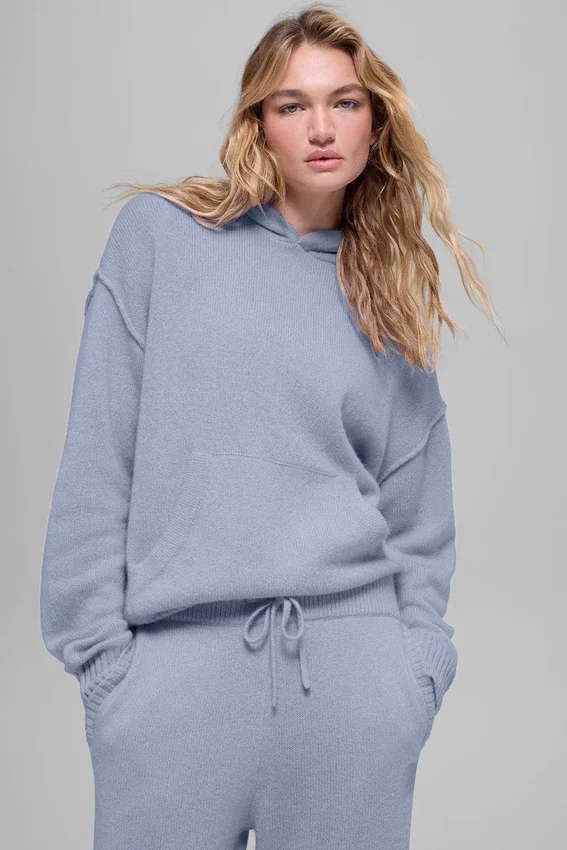 Felpa con cappuccio New Class in misto lana e cashmere - Brina invernale