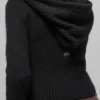 Felpa con cappuccio Noble a costine in lana e cashmere con zip integrale - Nero