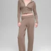 Felpa con cappuccio Noble a zip integrale in misto lana e cashmere a costine - Chai Latte
