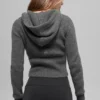 Felpa con cappuccio Noble a zip integrale in misto lana e cashmere a costine - Grigio platino