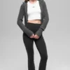 Felpa con cappuccio Noble a zip integrale in misto lana e cashmere a costine - Grigio platino