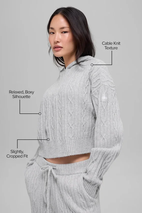 Felpa con cappuccio Winter Bliss a maglia intrecciata - Grigio melange atletico