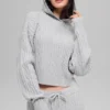 Felpa con cappuccio Winter Bliss a maglia intrecciata - Grigio melange atletico