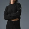 Felpa con cappuccio Winter Bliss a maglia intrecciata - Nero