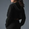 Felpa con cappuccio Winter Bliss a maglia intrecciata - Nero
