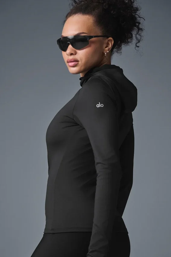 Felpa da corsa con cappuccio Airlift Winter Warm — Nero