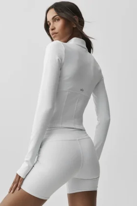 Giacca Airbrush Corset con zip integrale – Bianco