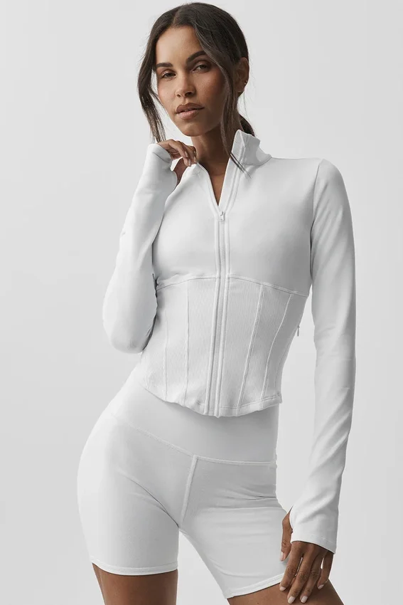 Giacca Airbrush Corset con zip integrale - Bianco