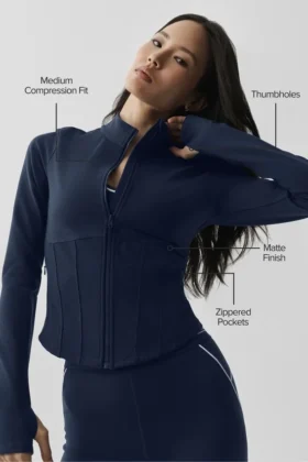 Giacca Airbrush Corset con zip integrale – Blu navy