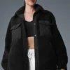 Giacca-camicia con bordi in sherpa - Nero