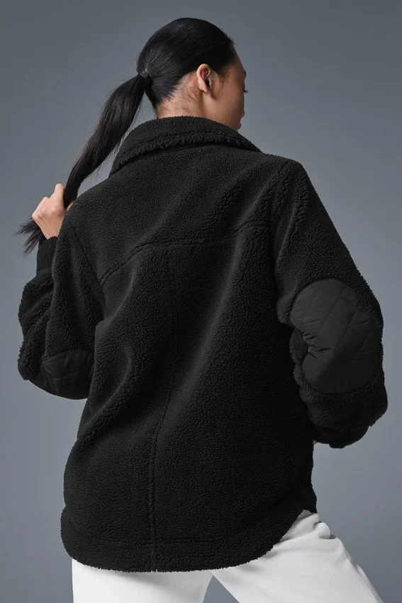 Giacca-camicia con bordi in sherpa - Nero