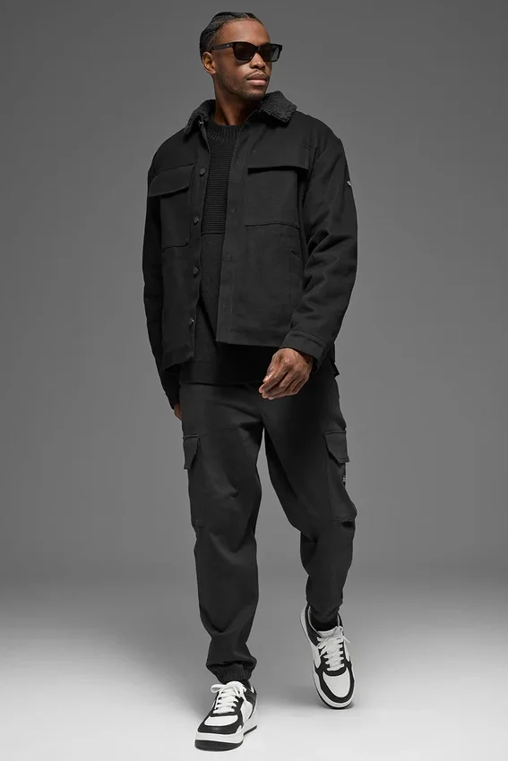 Giacca-camicia in tela - Nero