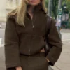 Giacca City Girl in lana double face - Espresso