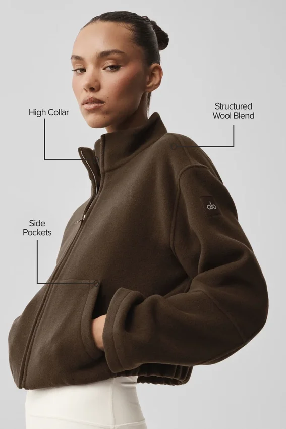 Giacca City Girl in lana double face - Espresso