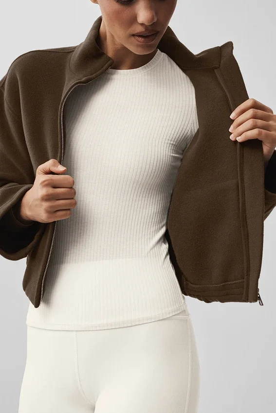 Giacca City Girl in lana double face - Espresso