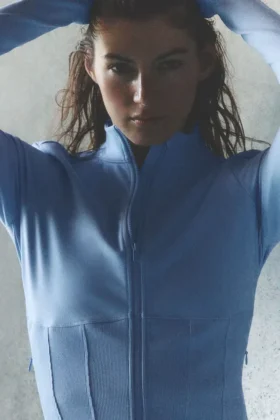 Giacca con corsetto Airbrush e zip integrale - Blu Provenza chiaro