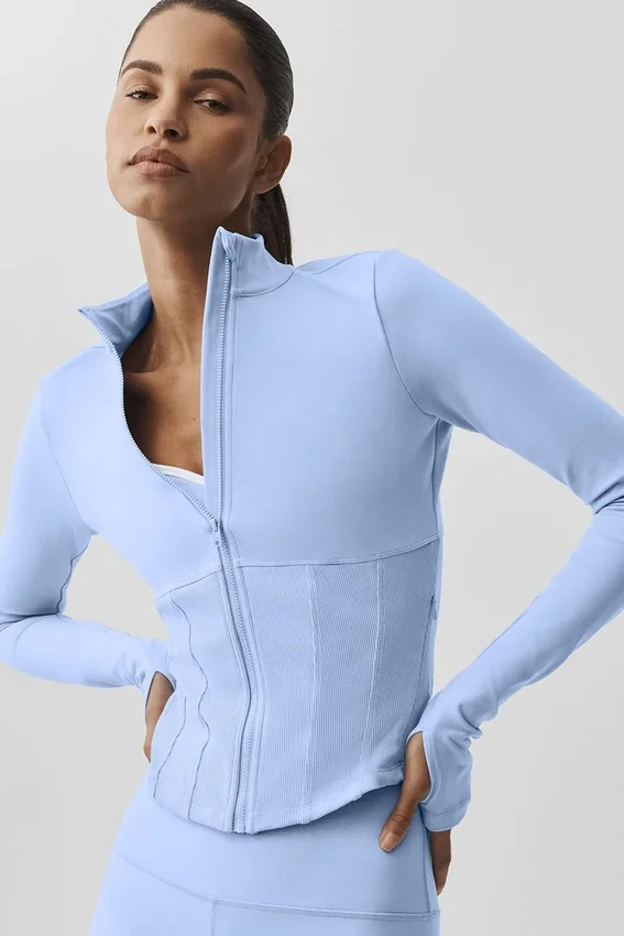 Giacca con corsetto Airbrush e zip integrale - Blu Provenza chiaro
