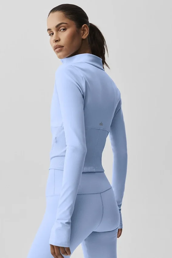 Giacca con corsetto Airbrush e zip integrale - Blu Provenza chiaro