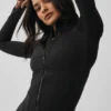 Giacca con corsetto Airbrush e zip integrale - Nero