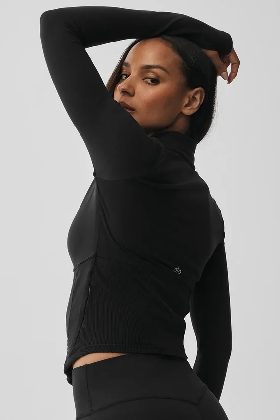 Giacca con corsetto Airbrush e zip integrale - Nero
