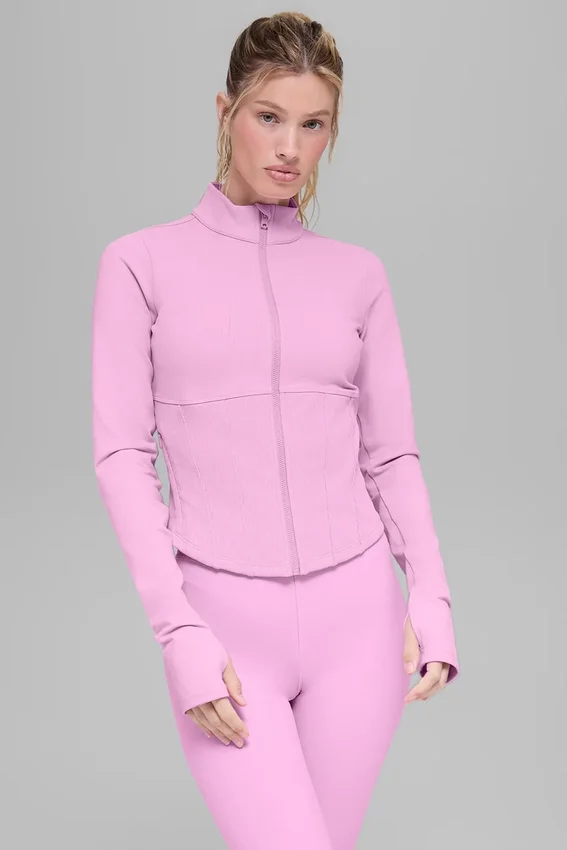 Giacca con corsetto Airbrush e zip integrale - Rosa Candy Heart