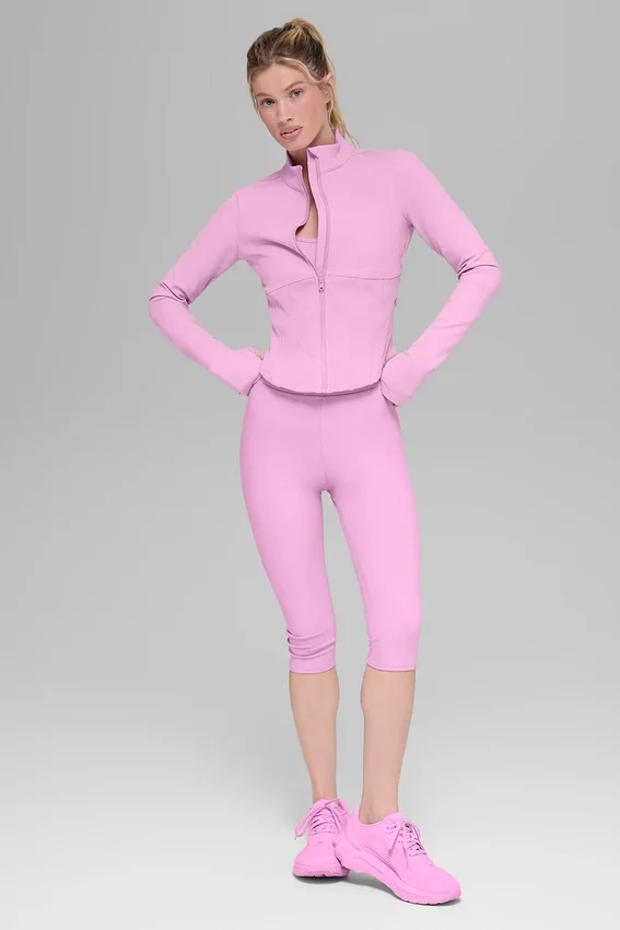 Giacca con corsetto Airbrush e zip integrale - Rosa Candy Heart