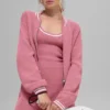 Giacca con zip integrale in maglia Tennis Club Sweater - Rosa selvatico/Bianco