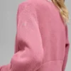 Giacca con zip integrale in maglia Tennis Club Sweater - Rosa selvatico/Bianco