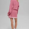 Giacca con zip integrale in maglia Tennis Club Sweater - Rosa selvatico/Bianco