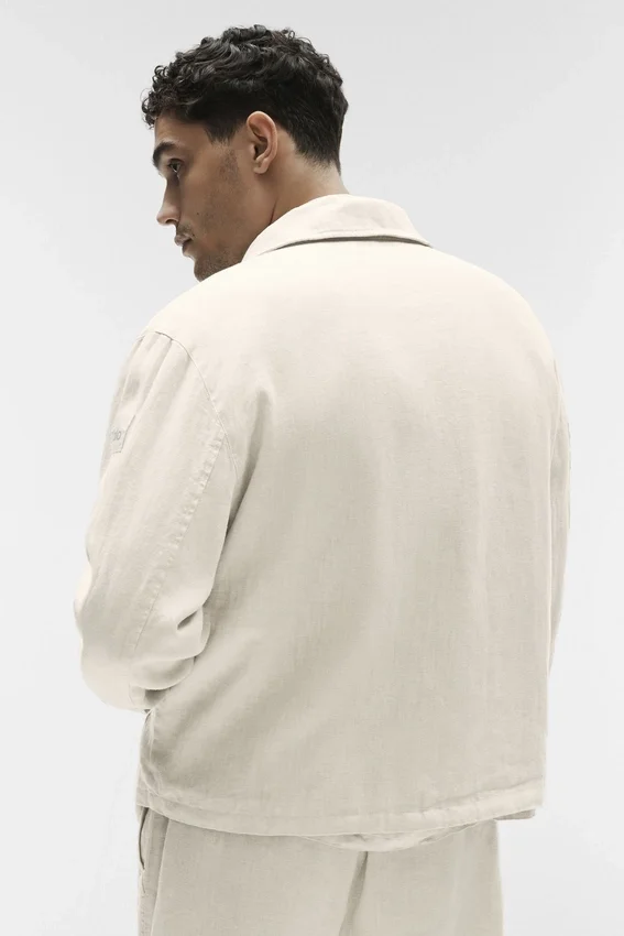 Giacca con zip integrale Linen Days - Colore osso