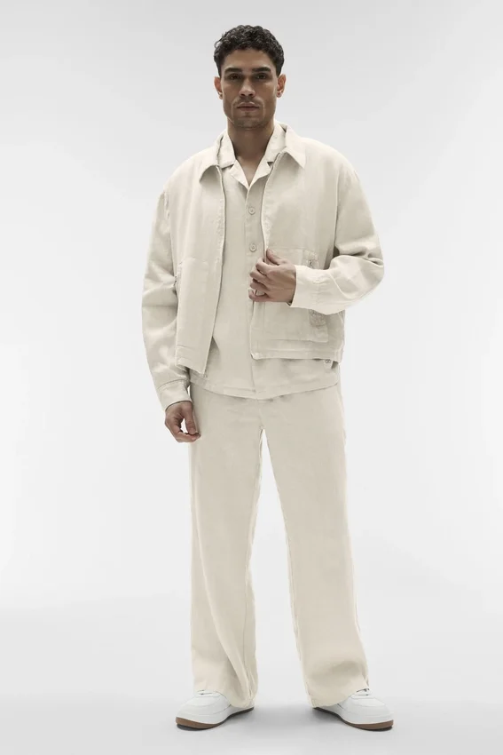 Giacca con zip integrale Linen Days - Colore osso