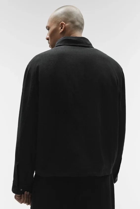 Giacca con zip integrale Linen Days - Nero