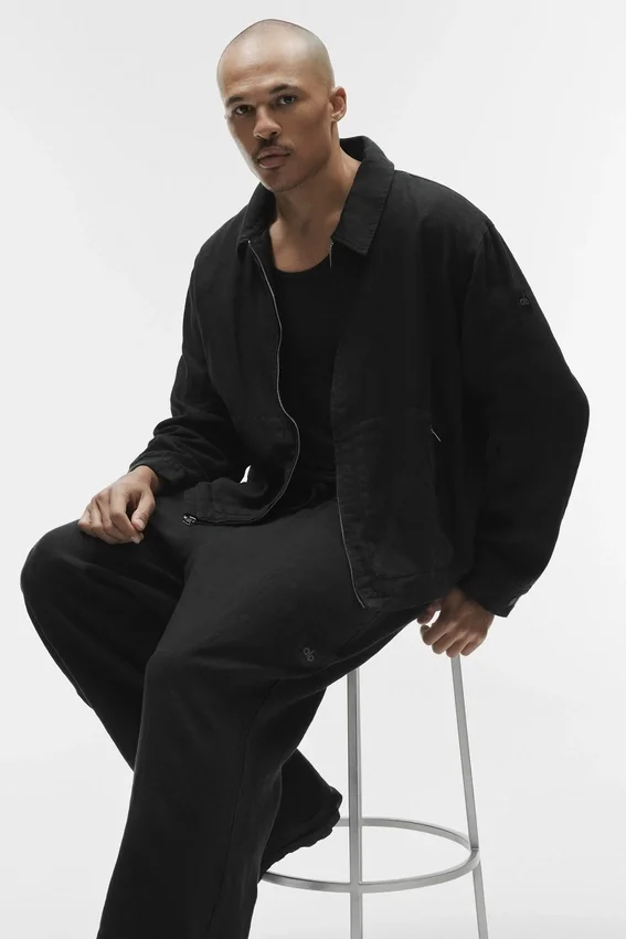 Giacca con zip integrale Linen Days - Nero