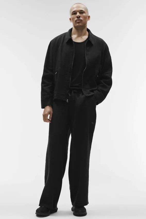 Giacca con zip integrale Linen Days - Nero
