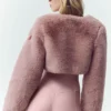 Giacca corta chic in pelliccia sintetica - Rosa champagne