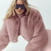Giacca corta chic in pelliccia sintetica - Rosa champagne