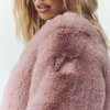 Giacca corta chic in pelliccia sintetica - Rosa champagne