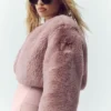 Giacca corta chic in pelliccia sintetica - Rosa champagne